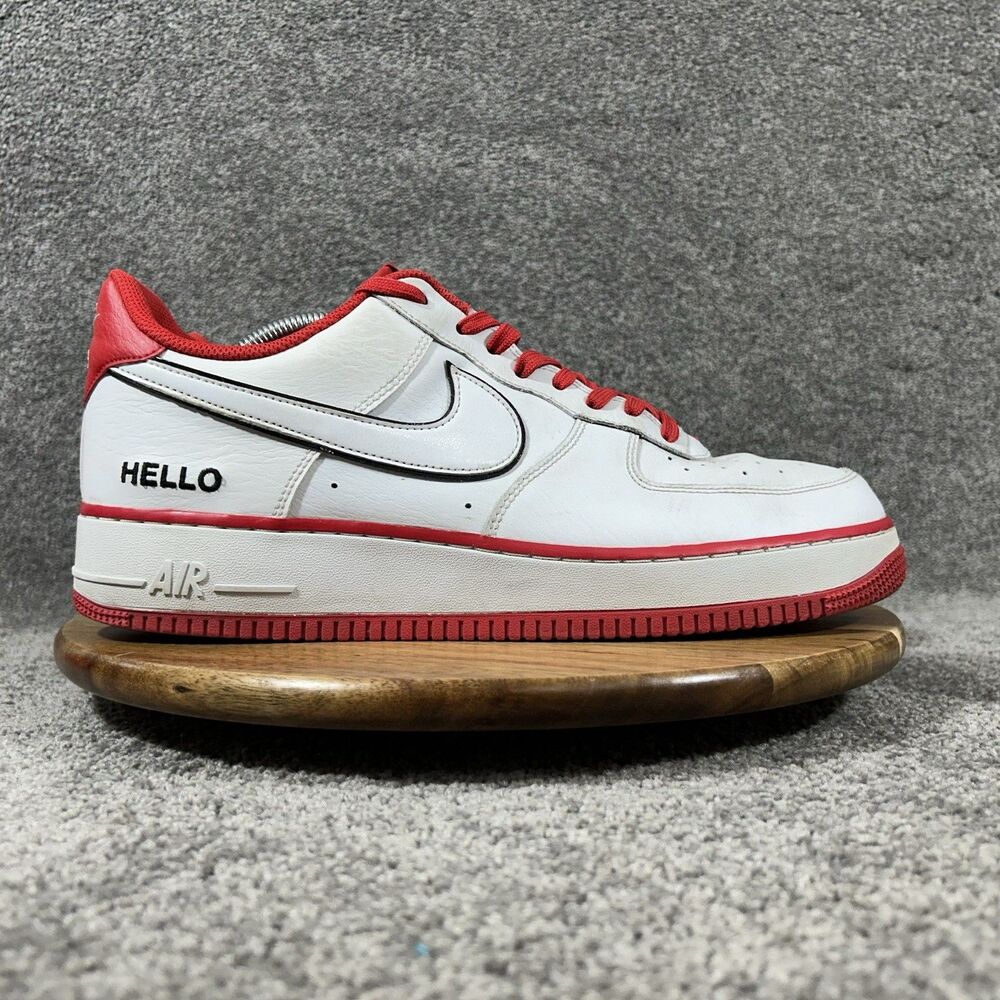 Nike Air Force 1 '07 LX "HELLO" Men’s Size 12 White University Red Shoes Used